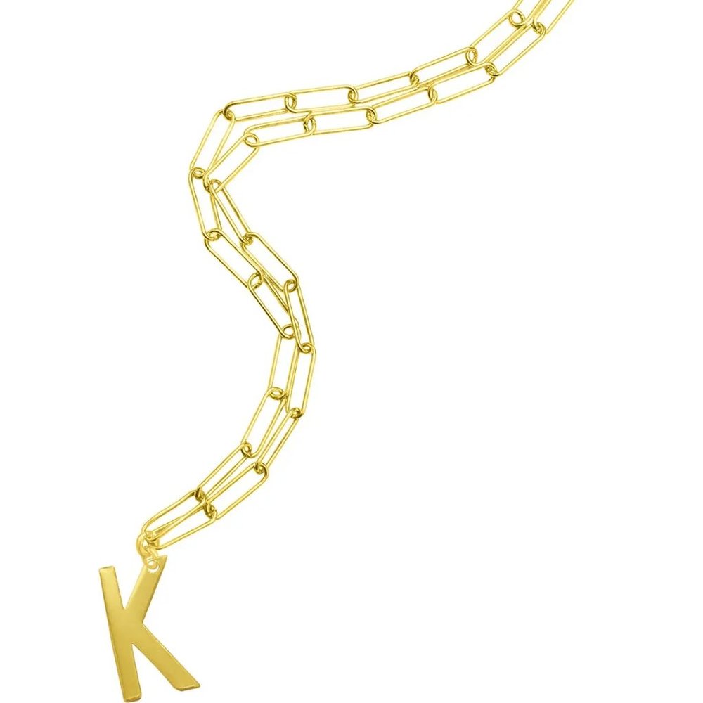 NWT Nordstrom 14K Yellow Gold Plated Sterling Silver Initial Necklace "K"